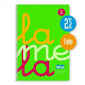 Bloc folio cuadrovía 2,5mm. 80 hojas tapa de polipropileno verde flúor