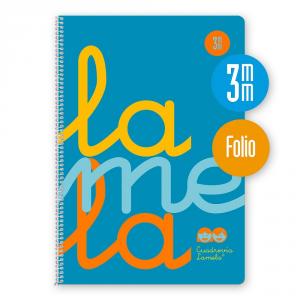 Bloc folio cuadrovía 3mm. 80 hojas tapa polipropileno azul flúor