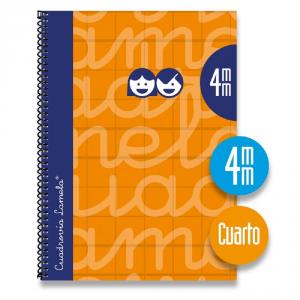 Bloc cuarto cuadrovía 4mm. 80 hojas tapa extra dura naranja