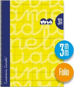 Cuaderno folio lamela tapa extra dura Amarillo 3 mm